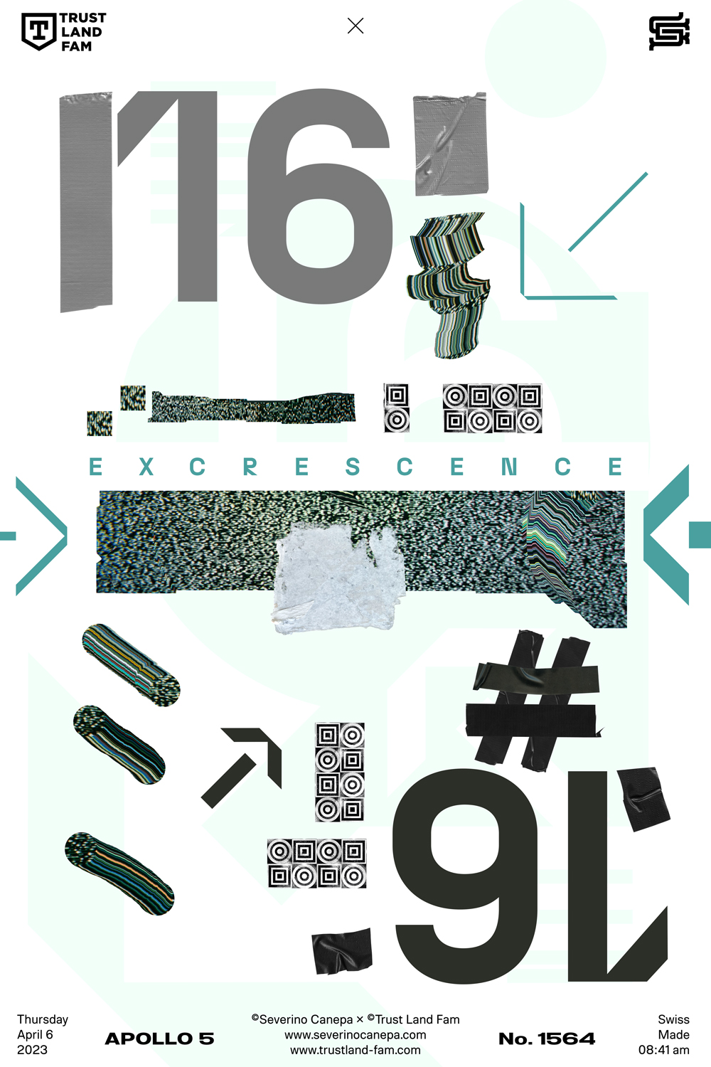 Typographic digital creation realized as a collage number sixteen of the mini-series Excrescence