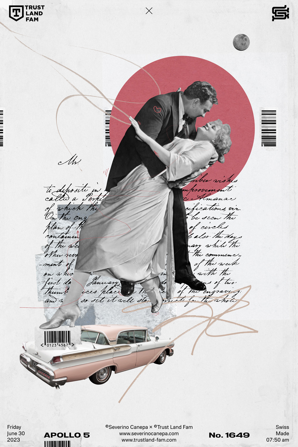 Romantic visual artwork made with collage elements in a minimalist style