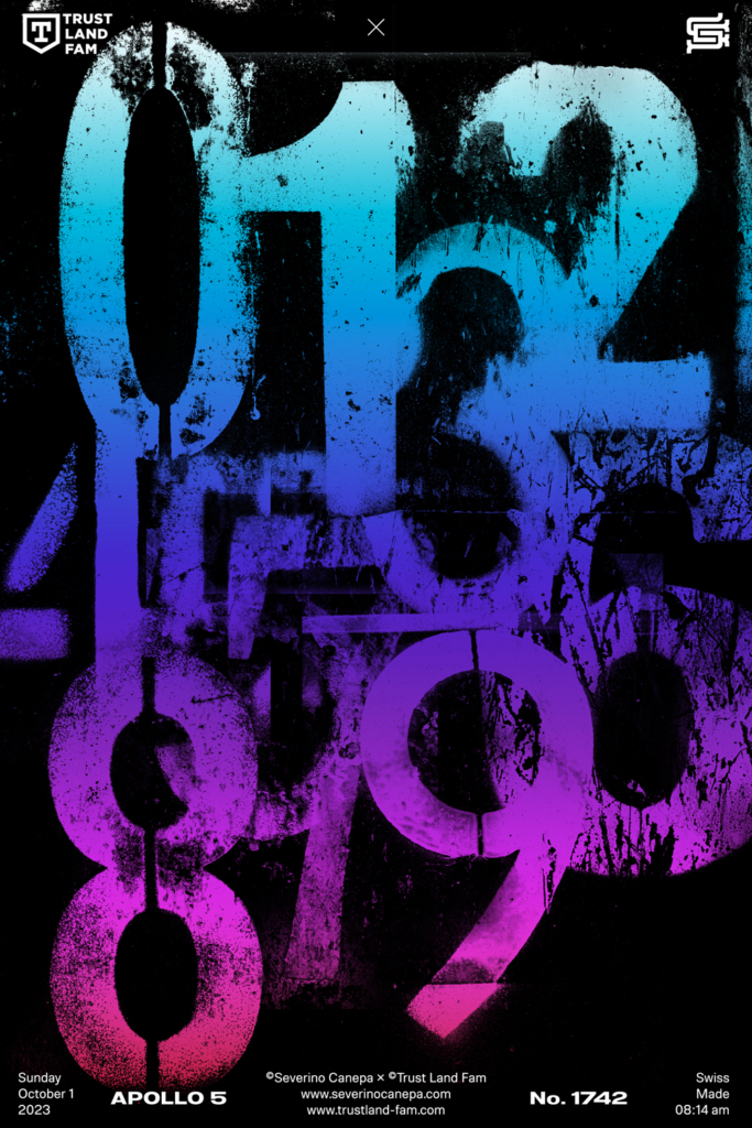 Graphic creation using grunge and distressed numbers to compose the canvas