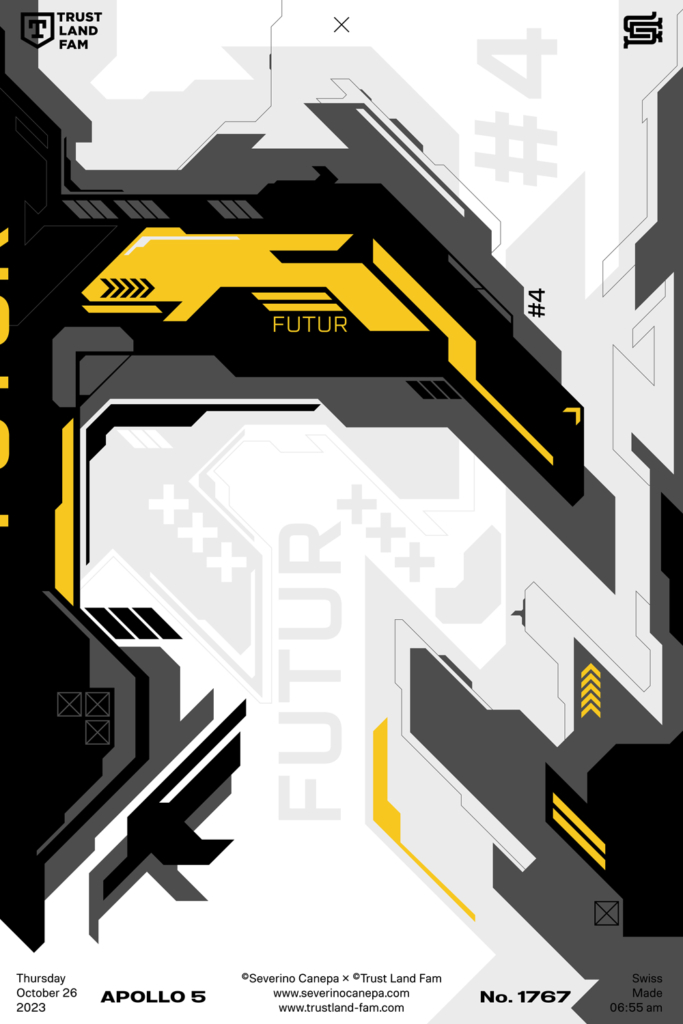 Cyberpunk and futuristic creation realized with sharp shapes and some vector elements