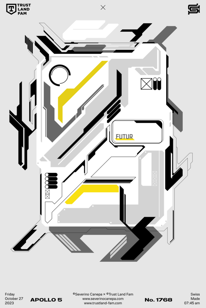 Cyberpunk-inspired design constructed from the center with sharp shapes