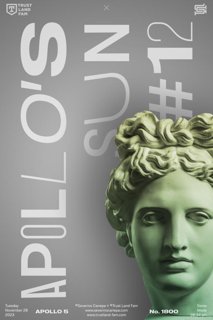 Minimalist digital artwork realized with Apollo's Statue and a typeface