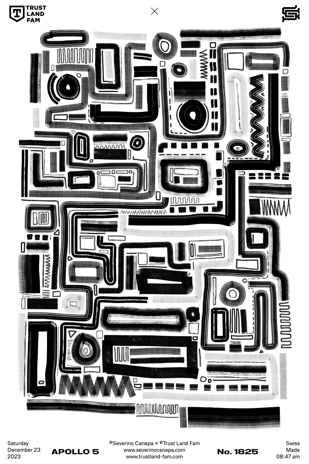 Abstract visual art made of shapes made with marker brushes