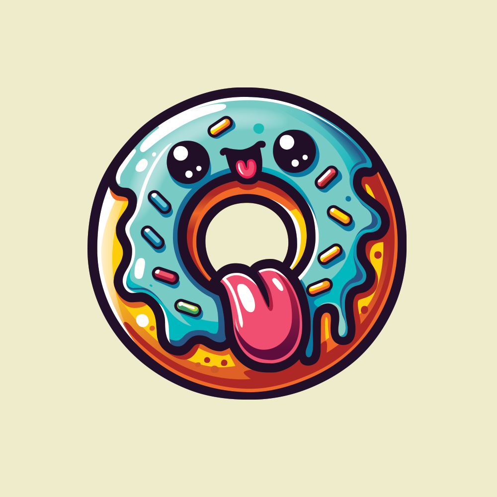 Vector creation of a little blue donut with two tongues