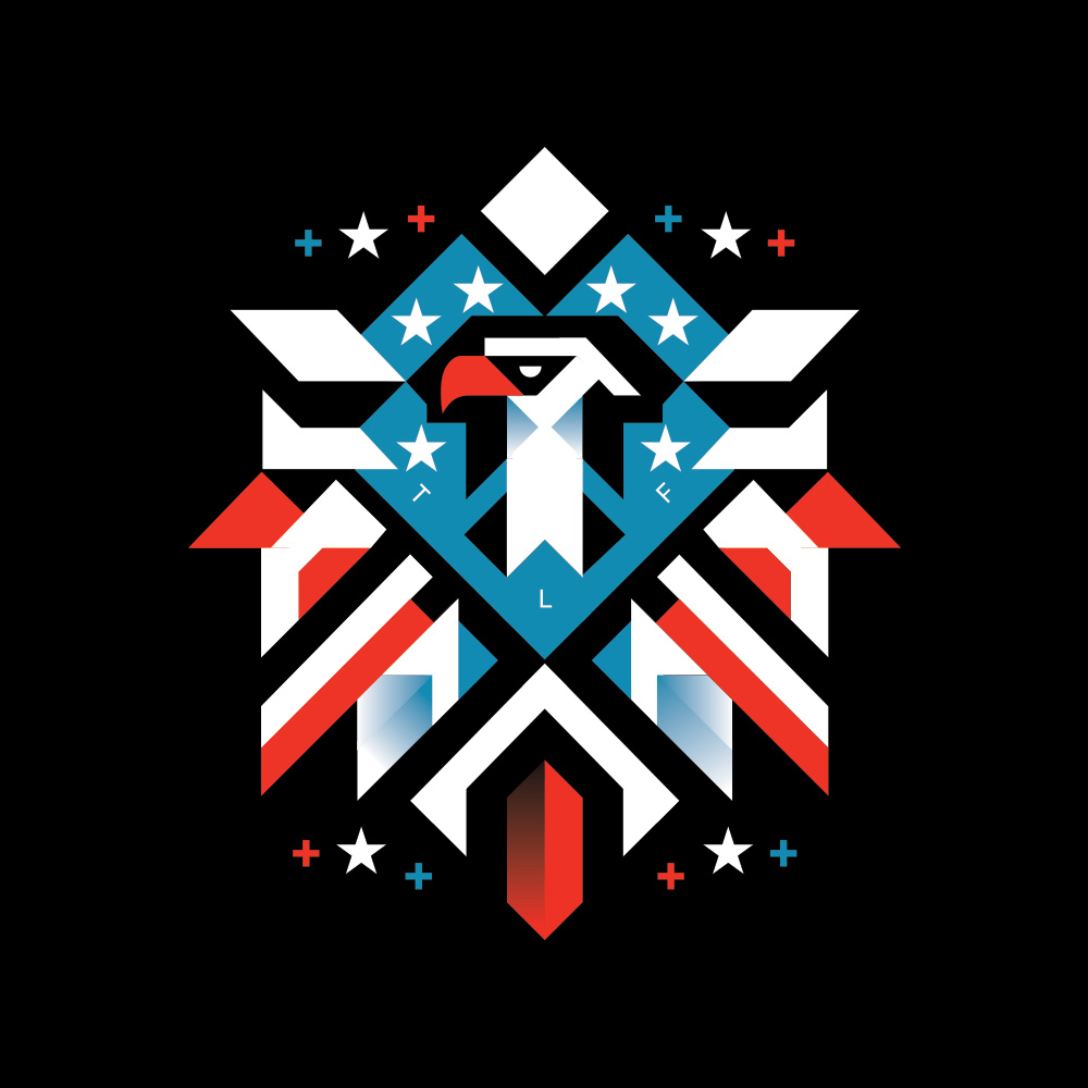 The geometric symbol vector creation of an American Bold Eagle