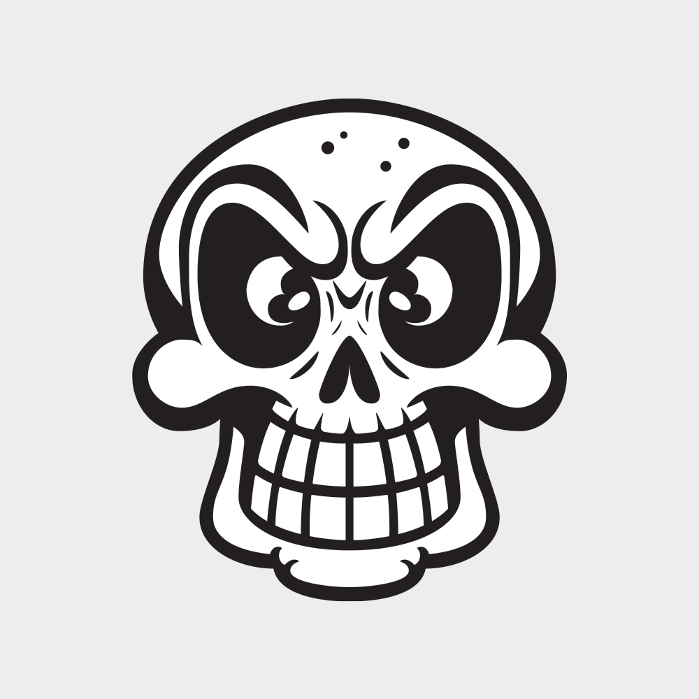 Vector illustration of a vintage skull made in black and white