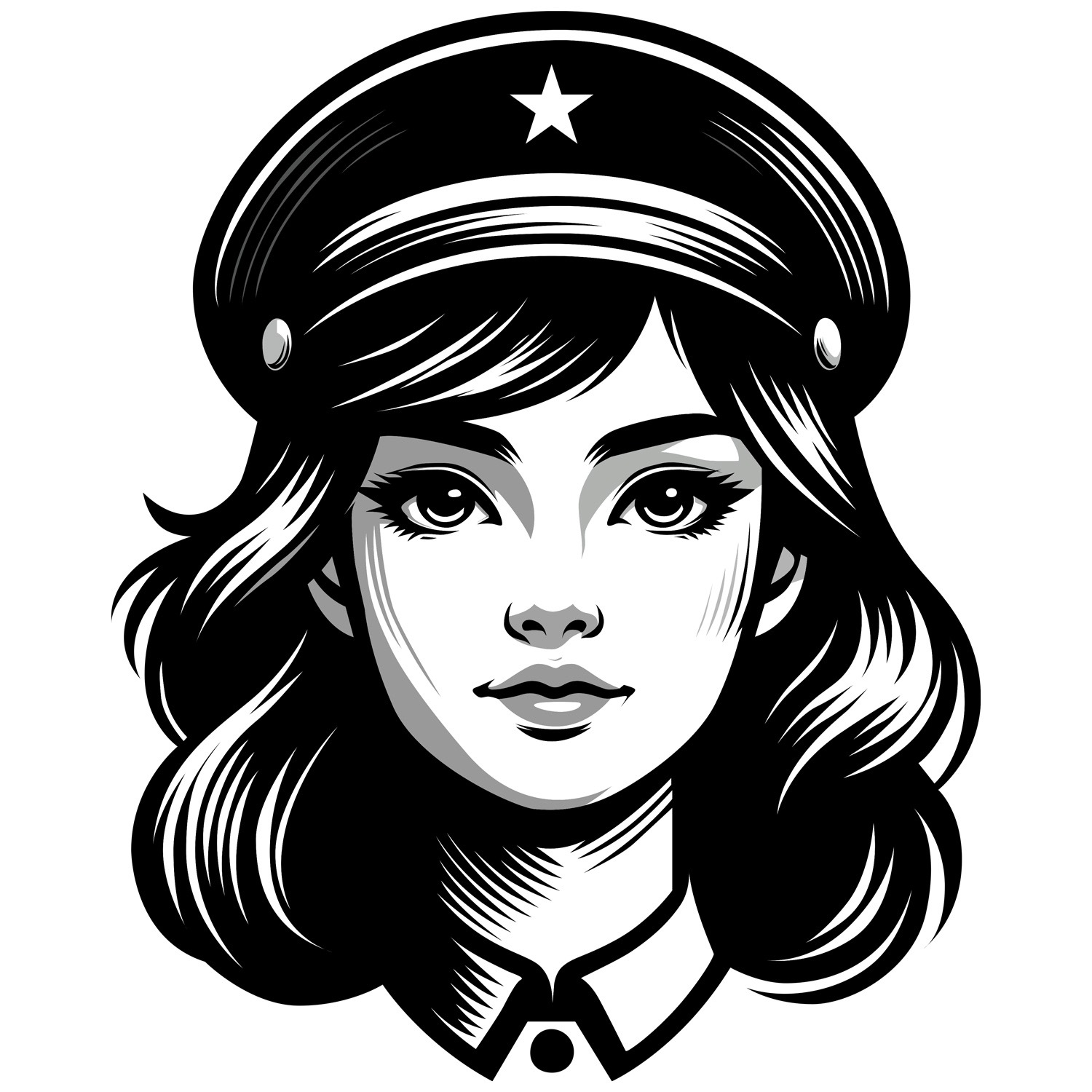 Vector artwork of a sexy military and patriotic girl