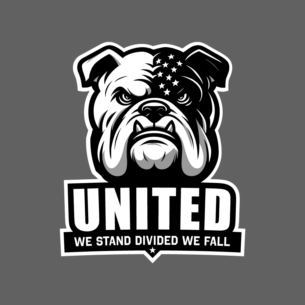 Design of the United American Bulldog realized in vector with a dog and the American flag