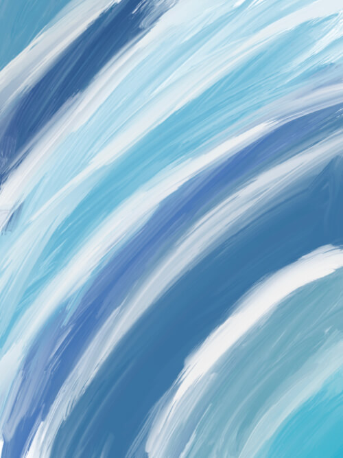 Arctic Atmosphere Digital Art Abstract blue and white painting with sweeping curved brushstrokes resembling icy wind and flowing movement.