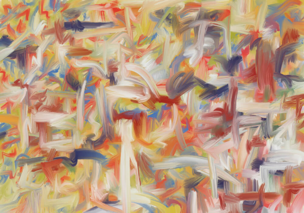 Spring Ritual Digital Painting Colorful abstract expressionist painting with layered pastel brushstrokes and energetic spring-inspired movement.