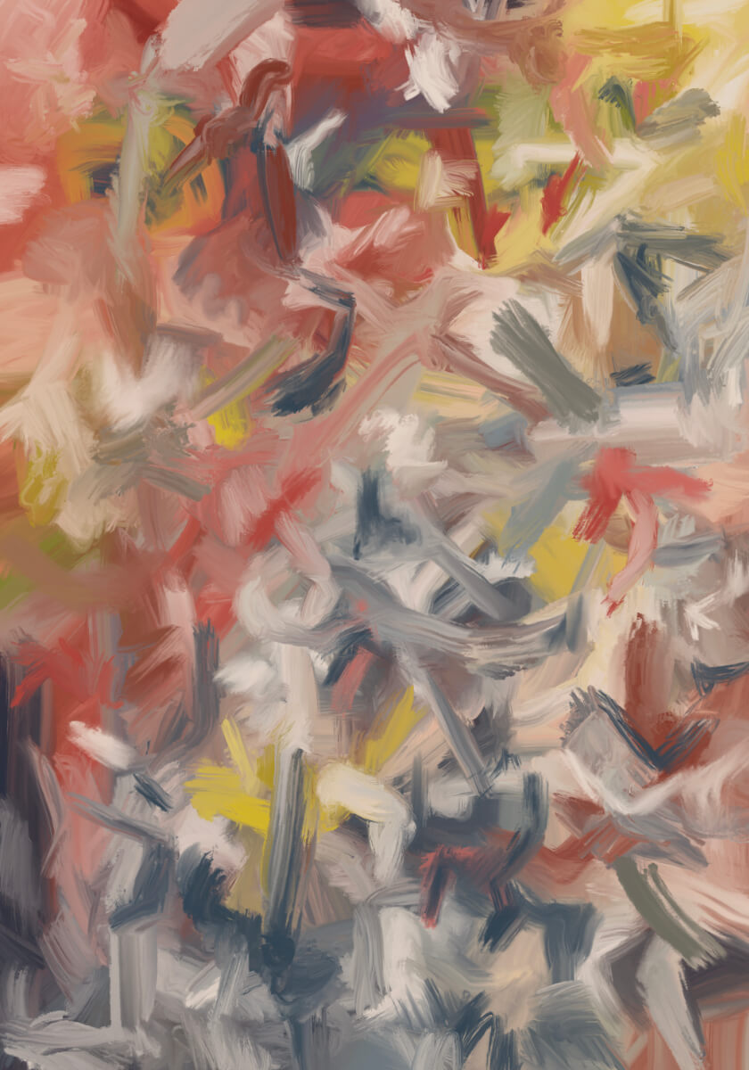 Abstract expressionist digital artwork with energetic mark-making, atmospheric layers, and a turbulent sense of motion.