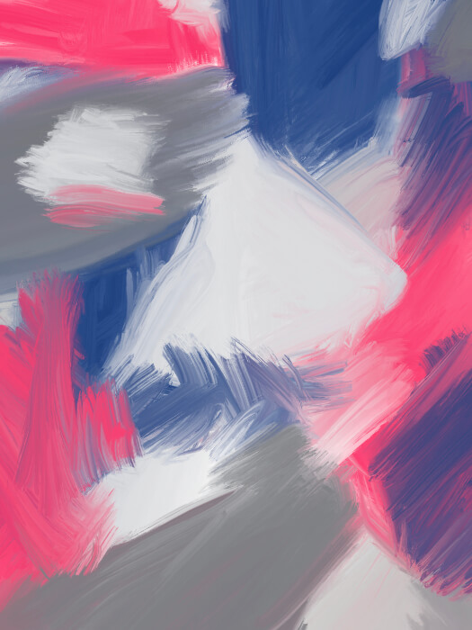 Static Geometry 11 Artwork Abstract artwork featuring bold pink, navy blue, gray, and white brushstrokes arranged in dynamic geometric formations.