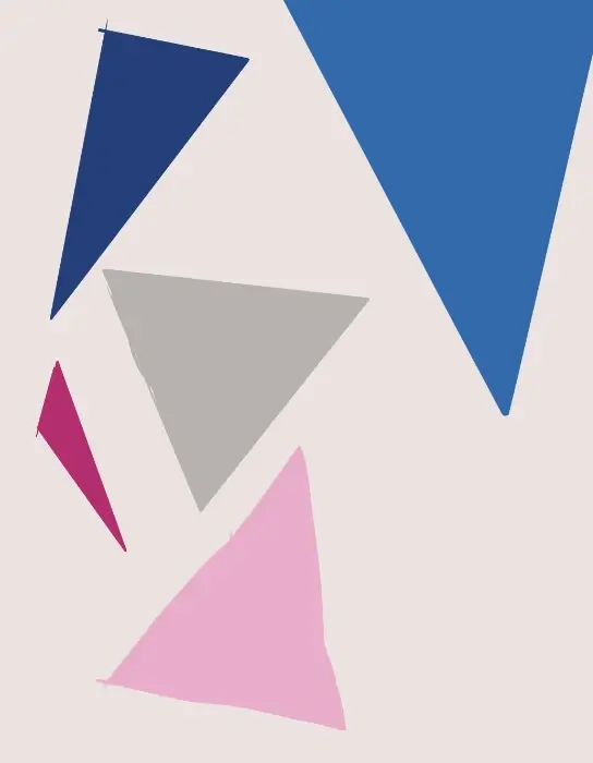 grey abeyance 4 digital painting Minimalist abstract artwork featuring blue, gray, and pink geometric shapes arranged across a soft neutral background.