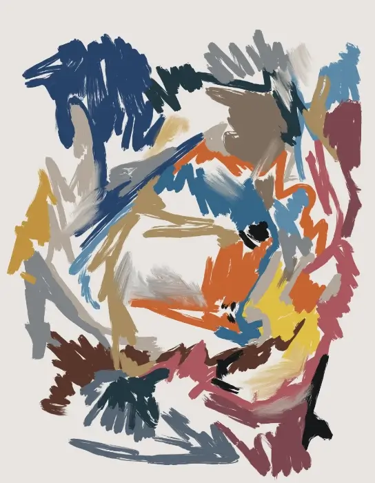 Somewhere In Between 2 Day 216 abstract digital painting with layered gestural marks and a transitional open composition.